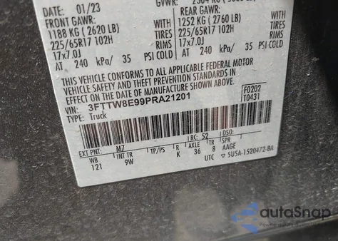 2023 Ford Maverick Xl from USA, damaged, VIN 3FTTW8E99PRA21201